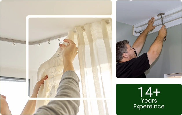 curtain-fixing-service-collage-showing-14-years-of-experience-and-installation-work