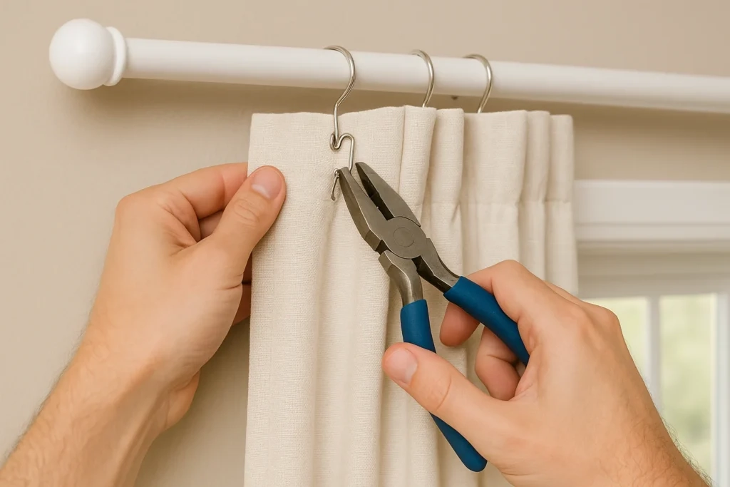 A Man Install curtains in dubai home